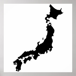 Poster Japon Plan de pays Plan de la Silhouette Noire Jap
