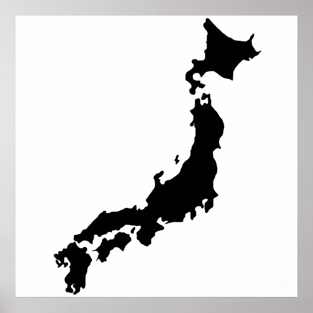 Poster Japon Plan de pays Plan de la Silhouette Noire Jap (Devant)