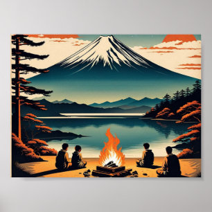 Poster Japonais AI Mt Fuji Camping
