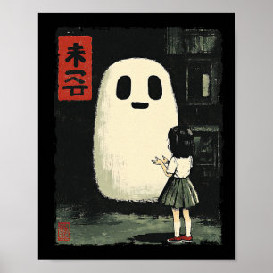 Poster Japonais Amical Fantôme Éffrayant Anime Halloween