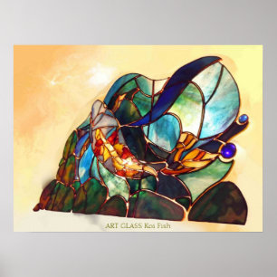 Poster japonais Fine Art Koi Poisson Design Poisso