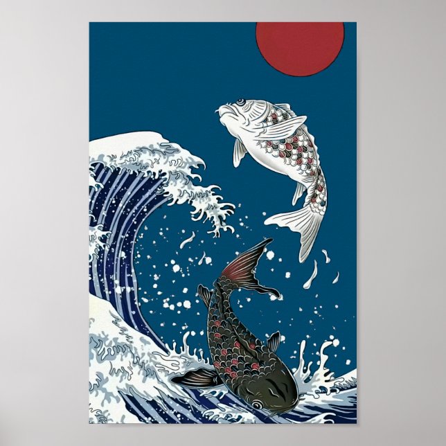 Poster Japonais KOI art, yinyang (Devant)