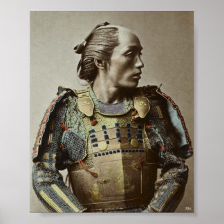 Poster Japonais Samurai Vintage photo couleur main