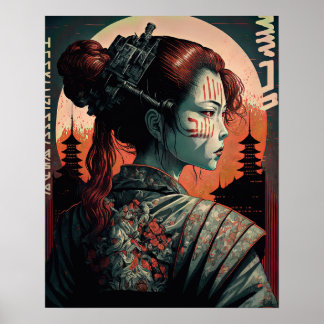 Poster Japonaise Cyberpunk Samurai