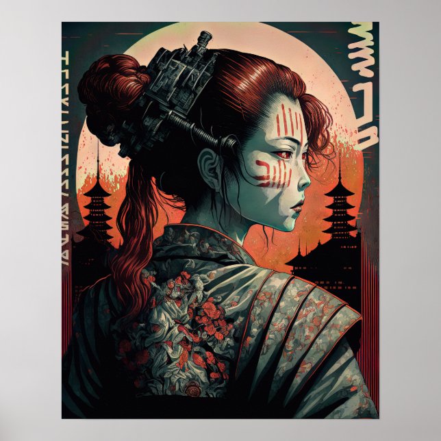 Poster Japonaise Cyberpunk Samurai (Devant)