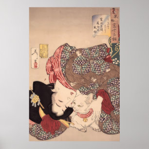 Poster Japonaise femme et art du chat public 1839-1892)