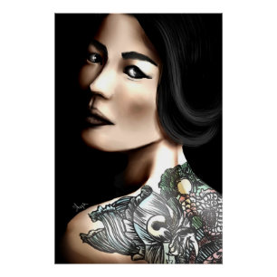 Poster Japonaise tatouée