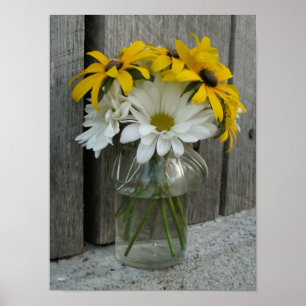Poster Jar De Faisceaux Et De Susans À Oeil Noir