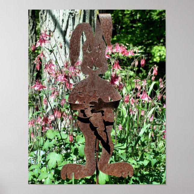 Poster Jardin à fleurs de lapin rouillé (Devant)
