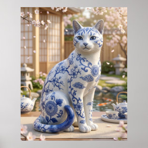 Poster Jardin à thé du chat en porcelaine