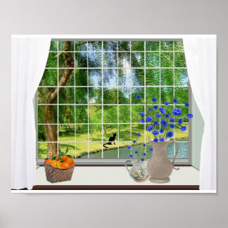 Poster Jardin à travers ma fenêtre,