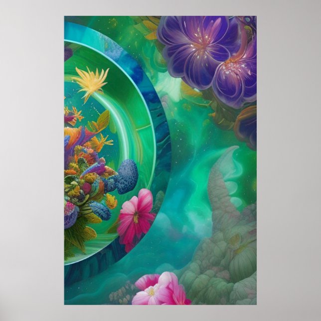 Poster Jardin Abstrait fleuri (Devant)