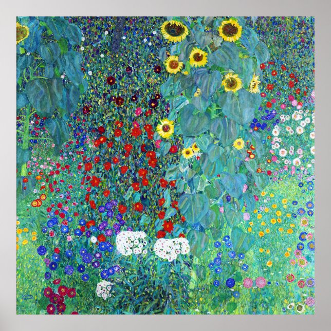 Poster Jardin agricole avec tournesol par Gustav Klimt (Devant)