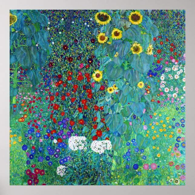 Poster Jardin agricole avec tournesols, Gustav Klimt (Devant)