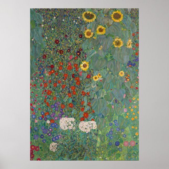 Poster Jardin agricole Tournesols par Gustav Klimt Peintu (Devant)