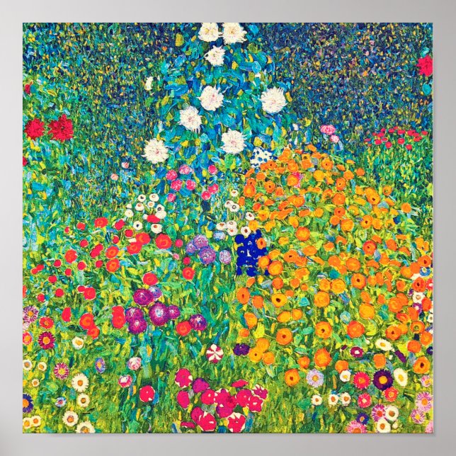 Poster Jardin aux fleurs, Gustav Klimt (Devant)