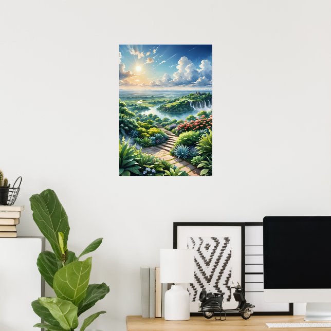 Poster Jardin aux fleurs paradisiaques (Bureau à domicile)