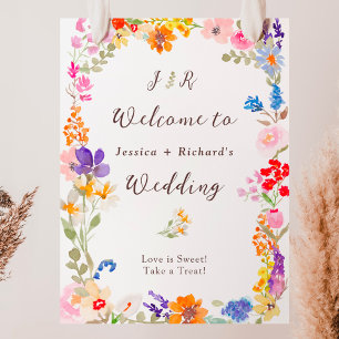 Poster Jardin Boho été initiales florales mariage bienven