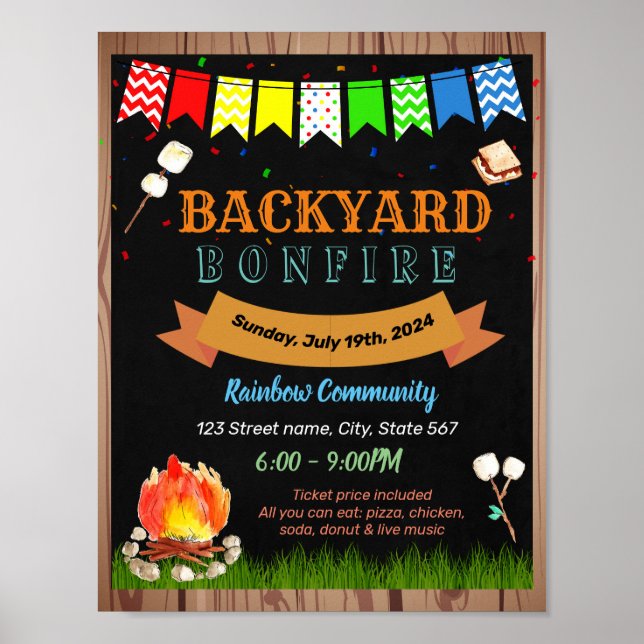 Poster Jardin bonfire enseignant modèle de l'école (Devant)