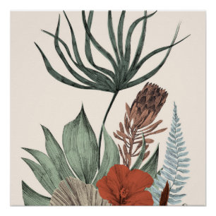 Poster Jardin botanique vintage - Fleurs sauvages & Prote