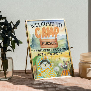 Poster Jardin Camping Anniversaire Camp Out Party Bienven