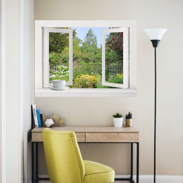 Poster Jardin clos - Ouvrir la fenêtre sur les fleurs et  (Créateur téléchargé)