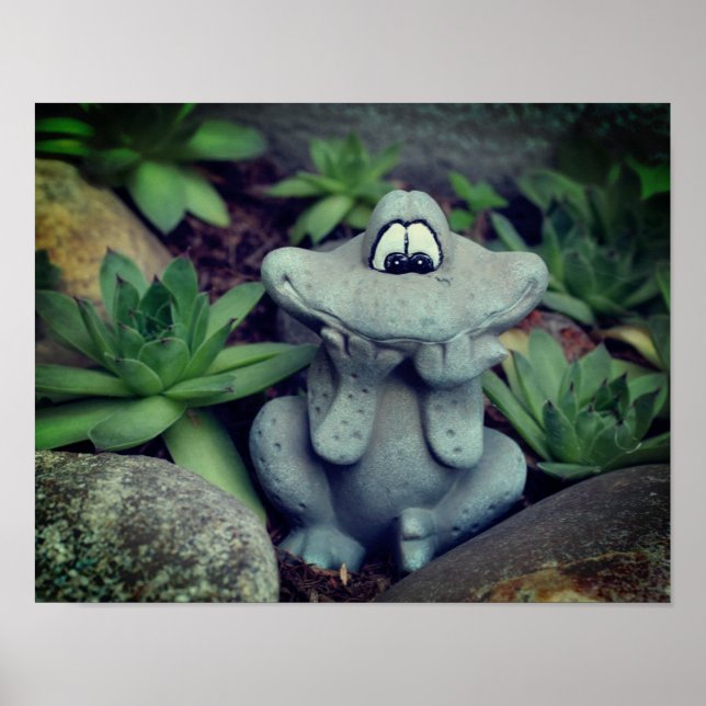 Poster Jardin Cute Grenouille Jardin Succulent (Devant)