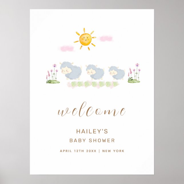 Poster Jardin d'accueil pour les moutons de famille migno (Devant)
