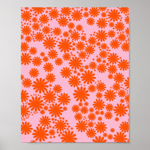 Poster Jardin Daisy 03 Orange Et Rose