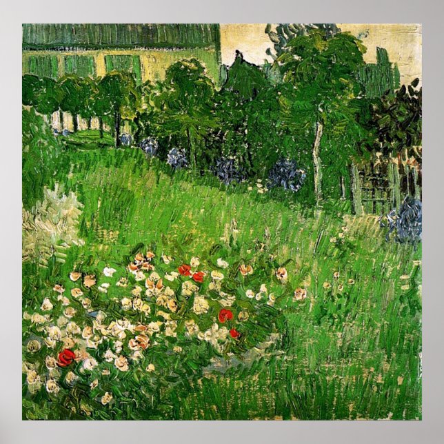 Poster Jardin de Daubigny par Van Gogh (Devant)