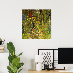 Poster Jardin de ferme avec le crucifix par Gustav Klimt