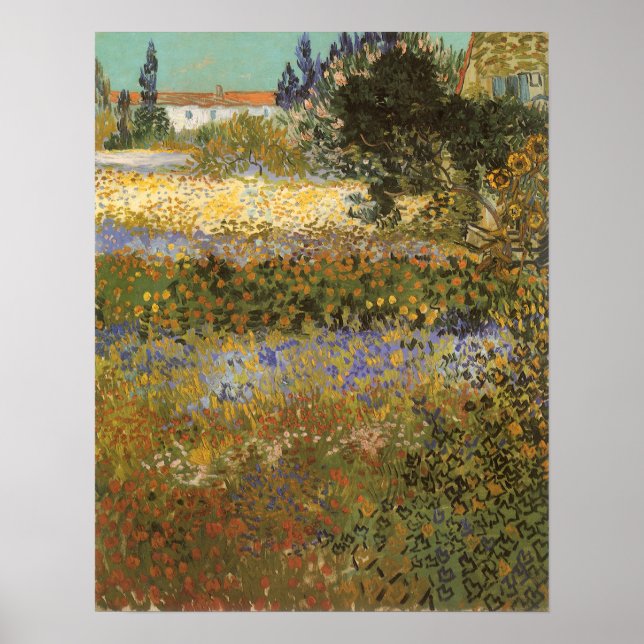 Poster Jardin de fleurs par Vincent van Gogh (Devant)