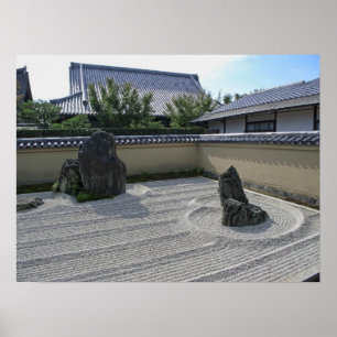 Poster Jardin de galets cuits à la ryogen - Kyoto Japon