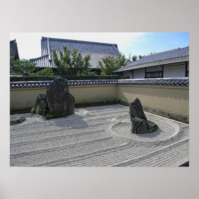 Poster Jardin de galets cuits à la ryogen - Kyoto Japon (Devant)