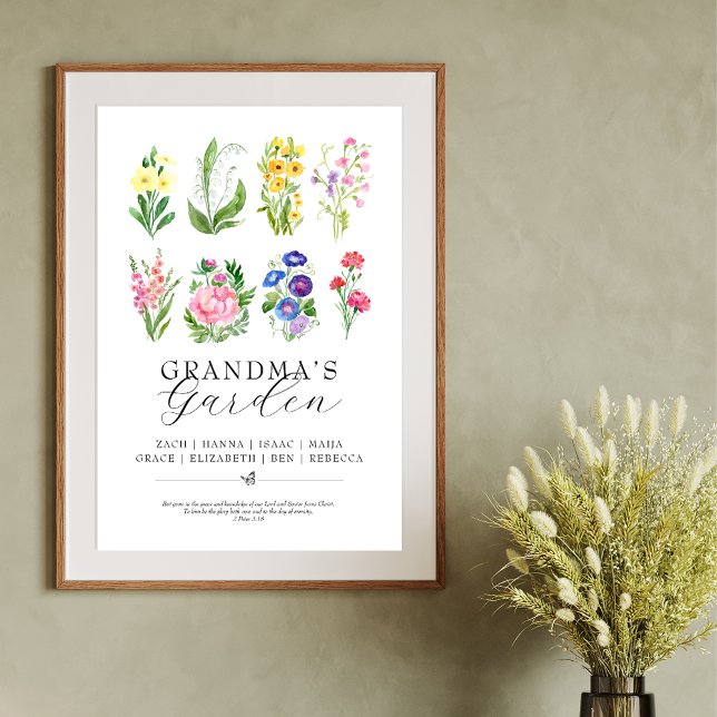 Poster Jardin de grand-mère Fleurs de mois de naissance S (Créateur téléchargé)