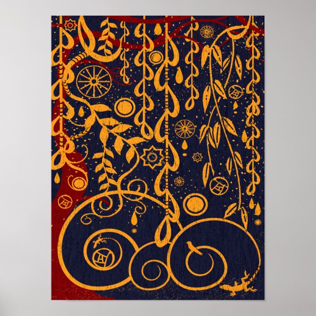 Poster Jardin de Gustav Art Nouveau Abstrait (Devant)