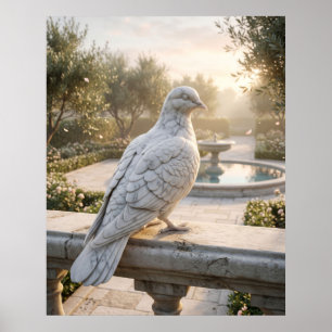 Poster Jardin de la paix du pigeon de marbre