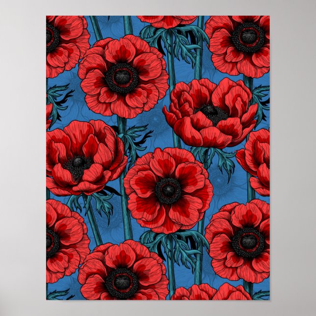 Poster Jardin de l'anémone rouge (Devant)