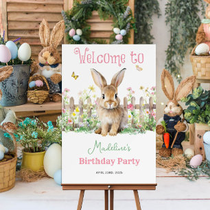 Poster Jardin de lapin mignon *Panneau de bienvenue affic