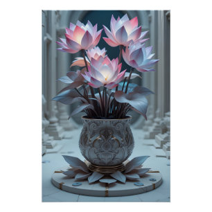 Poster Jardin de Lotus à fleurs d'éther