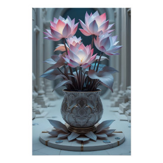 Poster Jardin de Lotus à fleurs d'éther