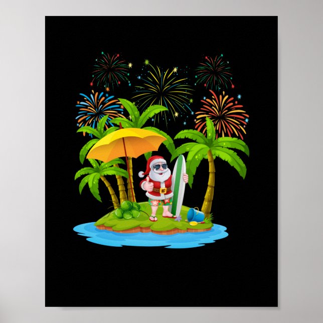 Poster Jardin de Noël Lumières de Noël Tropiques (Devant)