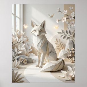 Poster Jardin de papier Renard en origami