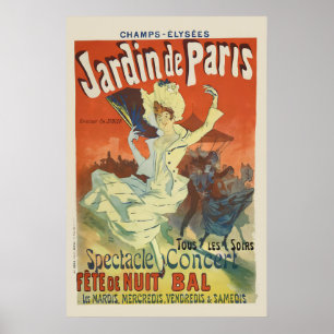 Poster Jardin de Paris 1897 Style Vintage Art Français