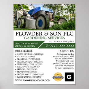 Poster Jardin de pelouse-Mower, service de jardin, Hortic