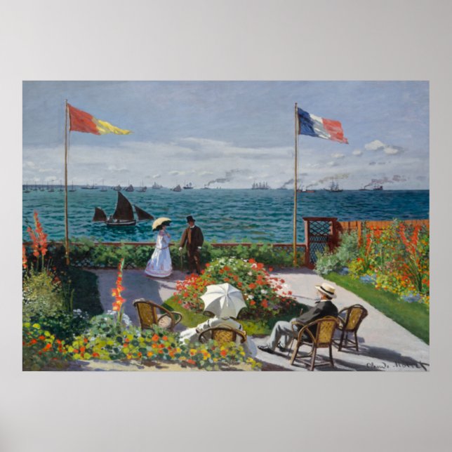 Poster Jardin de Sainte-Adresse par Claude Monet (Devant)