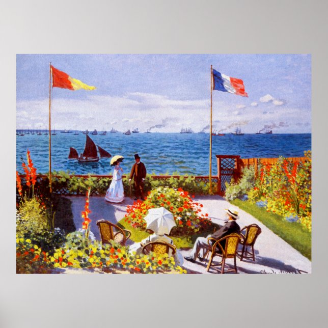 Poster Jardin de Sainte-Adresse par Claude Monet (Devant)