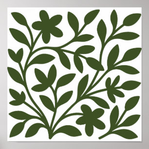 Poster Jardin de vrilles Vert Feuilles Florales de Vigne