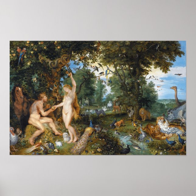 Poster Jardin d'Eden avec la chute (Devant)