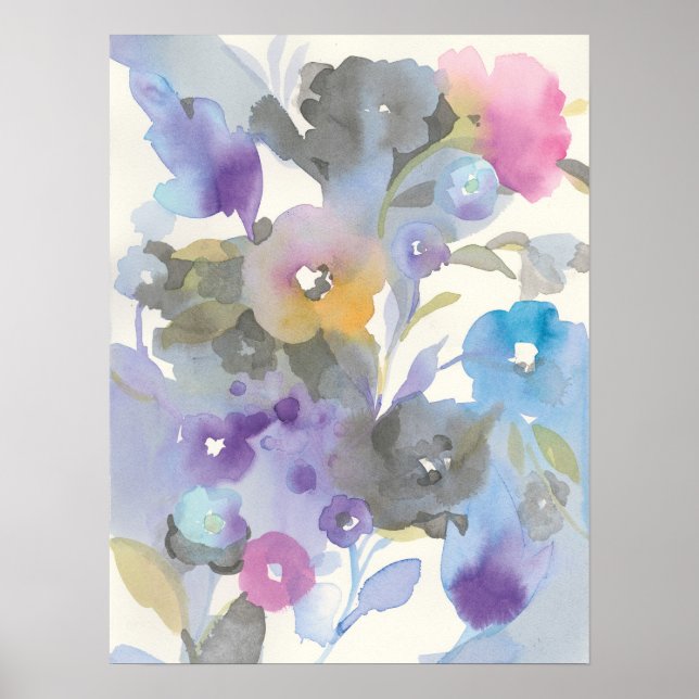 Poster Jardin des bijoux | Pétales pastel violet (Devant)